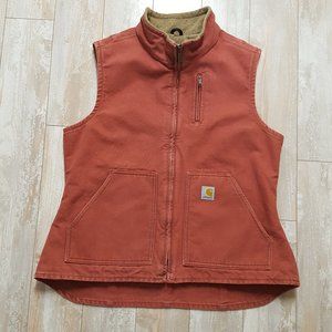 CARHARTT Mock Neck Duck Cotton Sherpa Lined Vest Large
